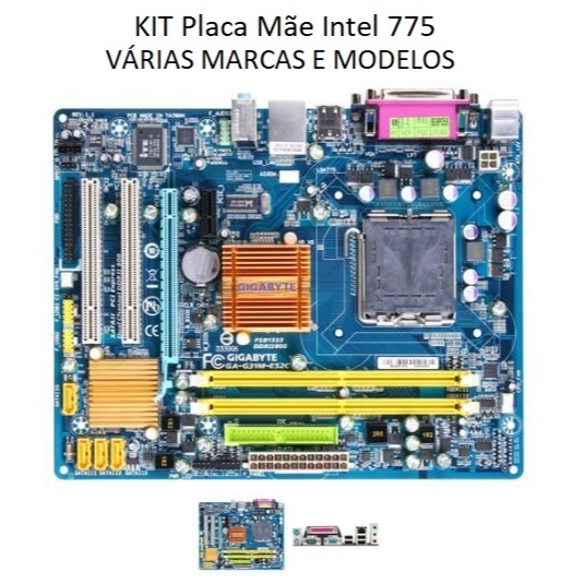 KIT PLACA MÃE 775 DUAL CORE/CORE 2GB/DDR2 COM ESPELHO E COOLER DO PROCESSADOR