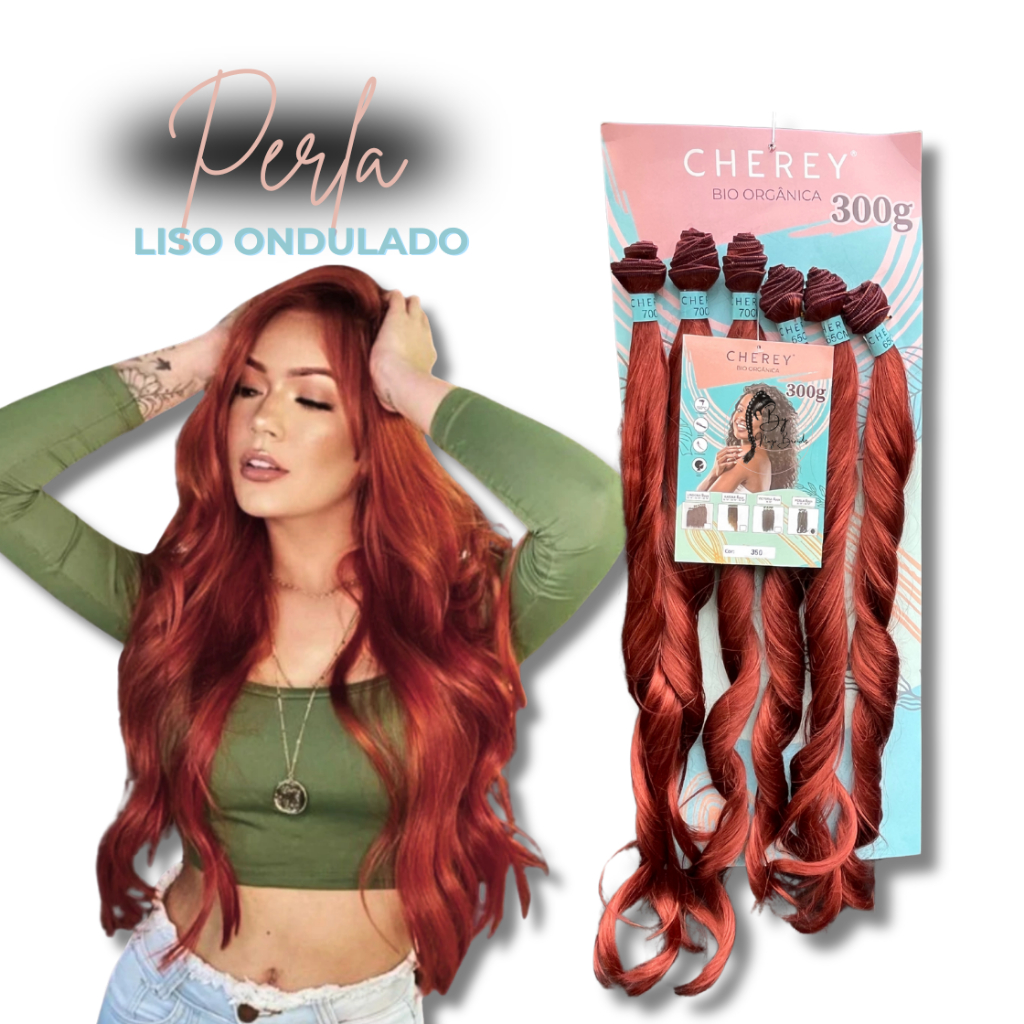 Cabelo Liso Ondulado Perla Bio Orgânico 70cm p/ Entrelace Liso Wave braids Cherey 300g