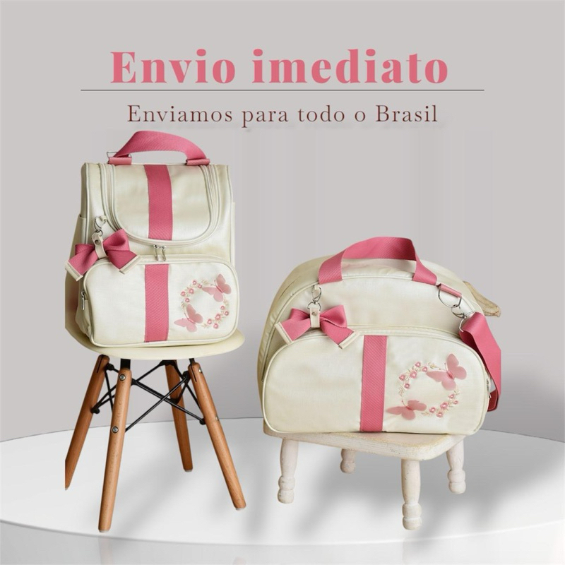 Bolsa kit Maternidade Luxo 2 Peças BORBOLETA 3D/ SAFARI Impermeável