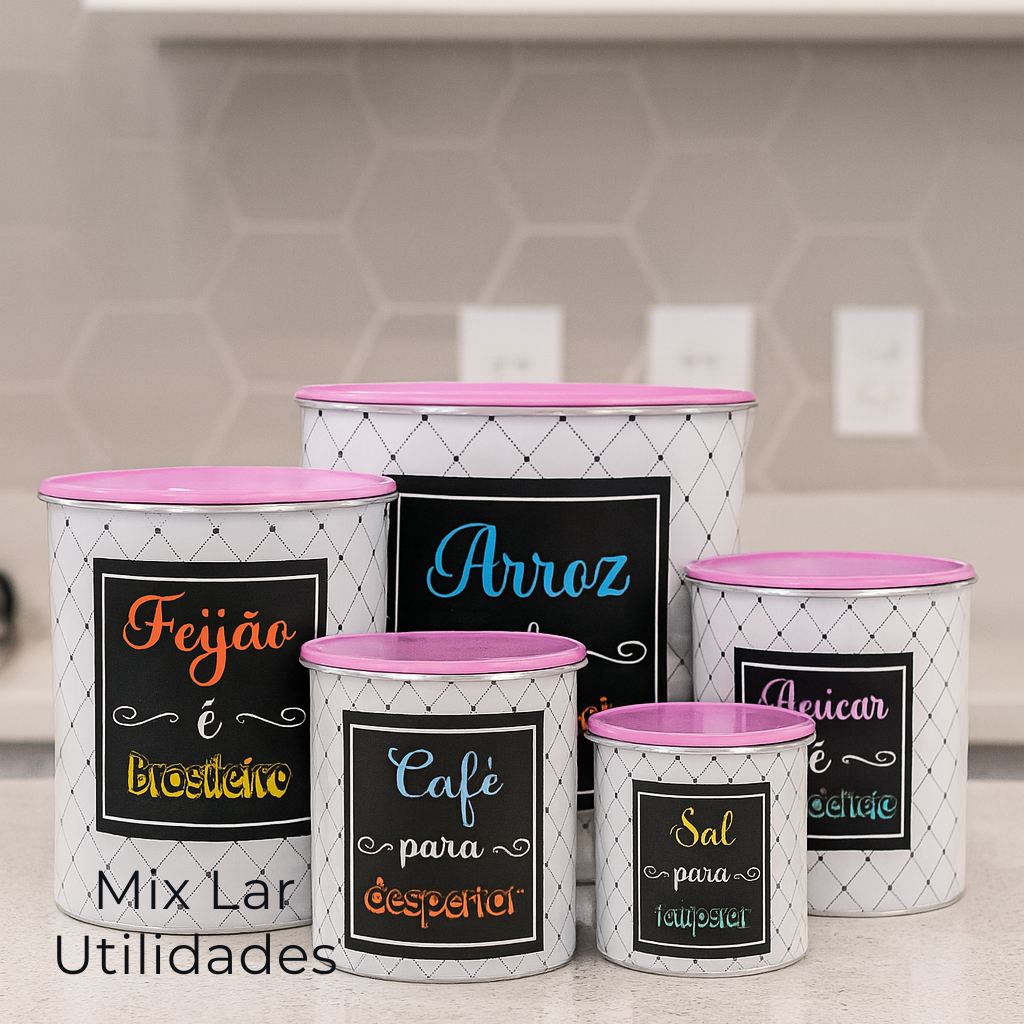 Kit potes mantimentos cozinha com 5 Peças porta condimentos para cozinha