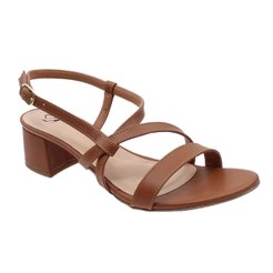 Sandália Numeração Especial Feminina 40 41 42 43 44 45 Salto 5 Cm. Napa Caramelo 5715-2