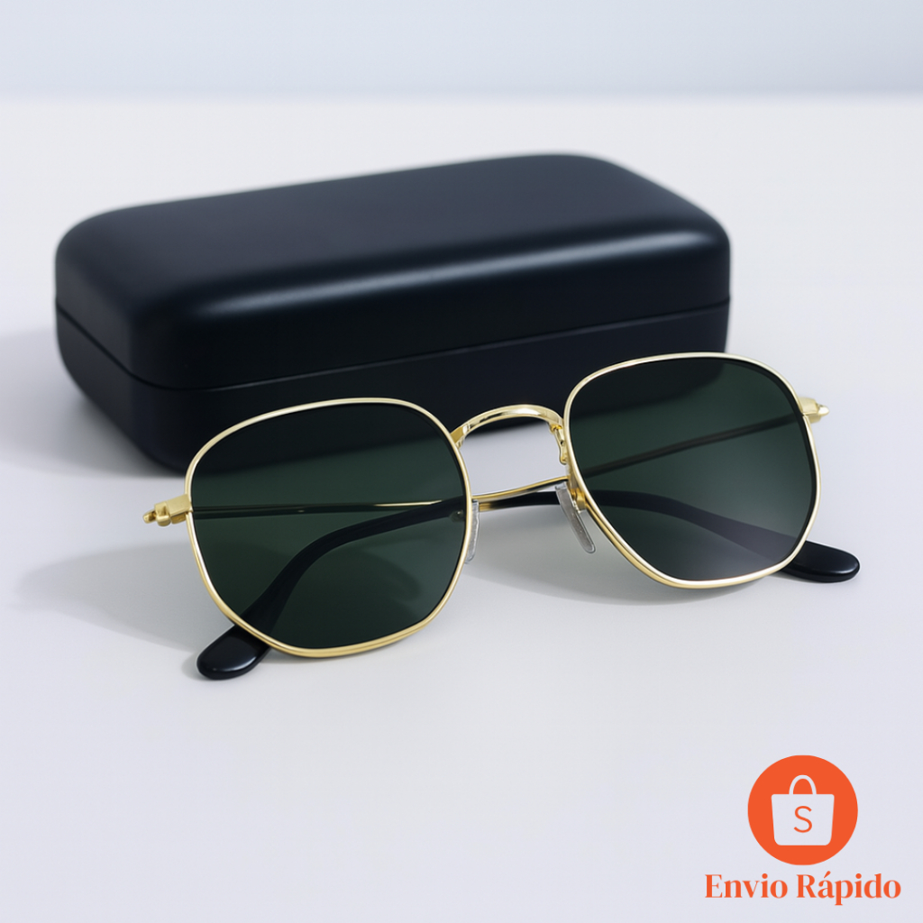 Óculos de Sol Hexagonal Masculino e Feminino Moda Premium Tendência 2026 + Case