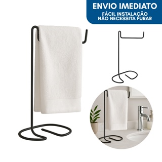 Porta Toalha de Rosto para Pia Lavabo Bancada Suporte Papel Higienico Pano de Prato Preto em Oferta na Shopee
