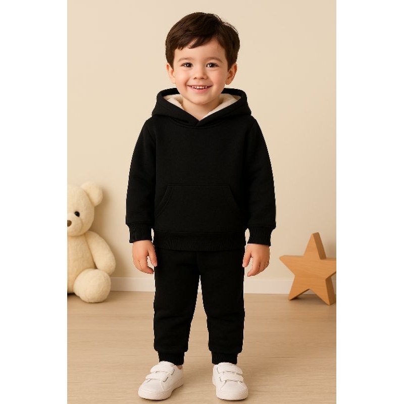 Roupa Infantil Inverno Unissex – Conjunto Moletom básico com Capuz Forrado  Envio Imediato