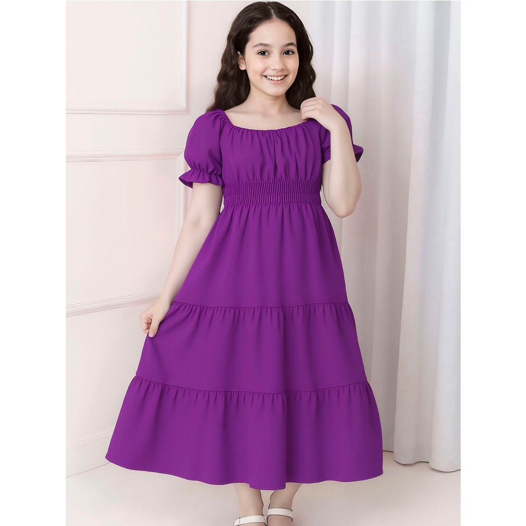 Vestido Longo Infantil Juvenil Festa Moda Evangélica Com Manguinha Ciganinha