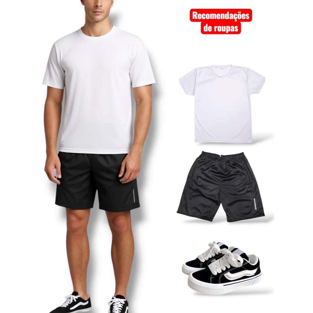 Bermuda Masculina Chimpa + Camiseta Leve e Confortável Esporte Futebol Malha de secagem rápida Academia Corrida