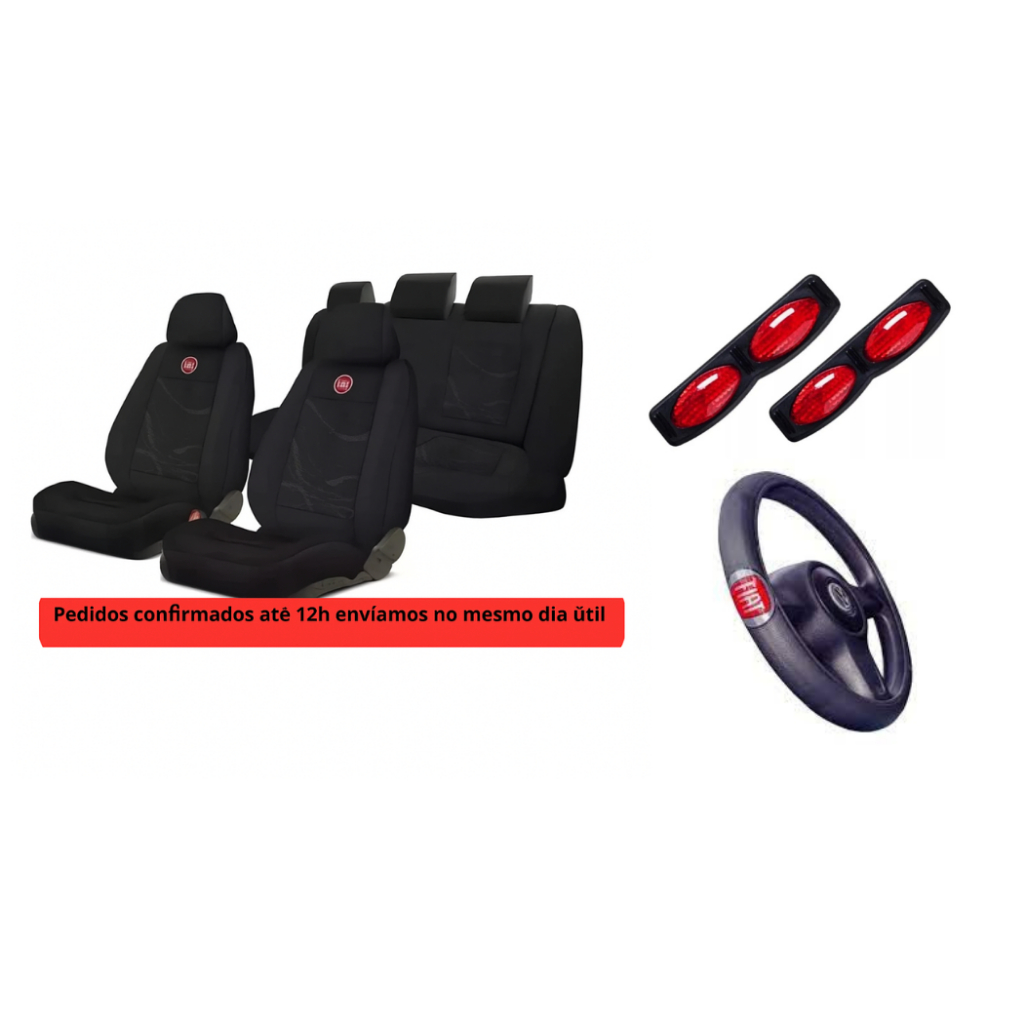 kit fiat capas bancos automotivas tecido + capa volante olho de gato refletivo strada tempra uno