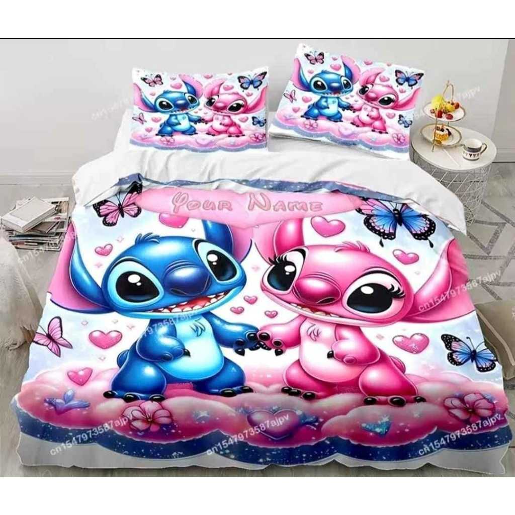 Edredom Casal Queen 3 pStitch Disney Reversível Macio Antialérgico Estampado