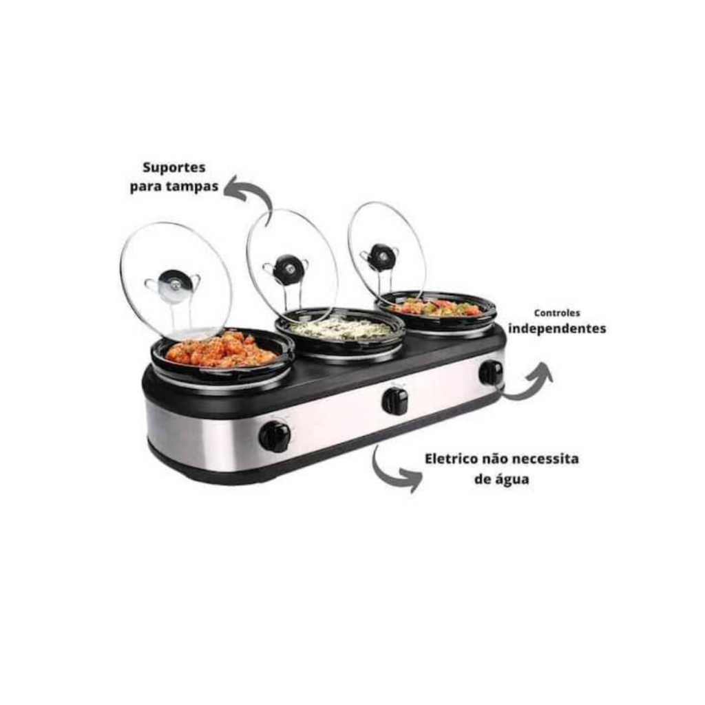 Buffet Elétrico Triplo – Member’s Mark (Slow Cooker) Ideal para buffets, festas, reuniões familiares ou uso profissional