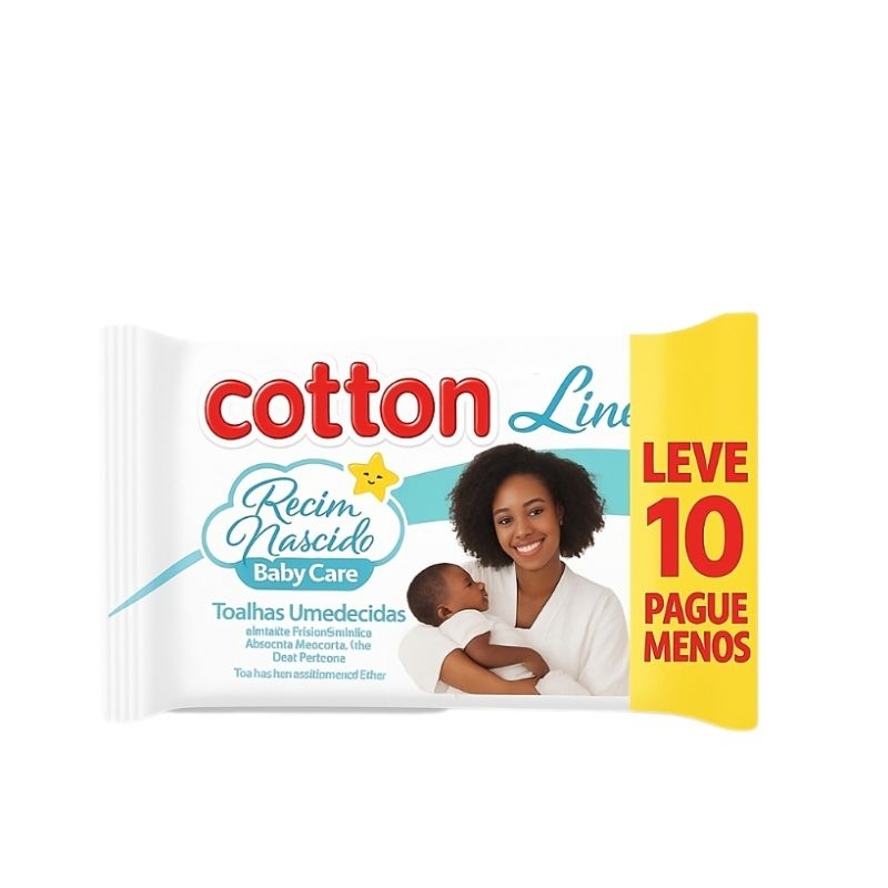 Toalhas Umedecidas Cotton Line Baby Care Recém Nascido Sem Cheiro Kit 10 Pacotes