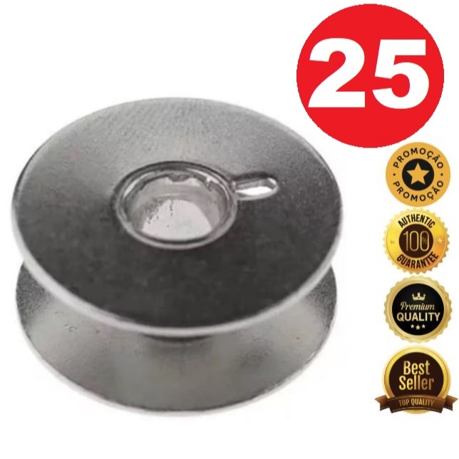 Kit 25 Bobina Lisa Reta Industrial Baixa – Metal | Para Máquinas de Costura em Oferta na Shopee