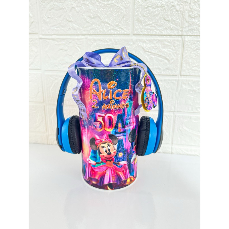 Fone Disney 50 anos Bluetooth Na Tubolata Personalizada|Lembrancinha Festa Infantil|Fazemos Todos Os Temas