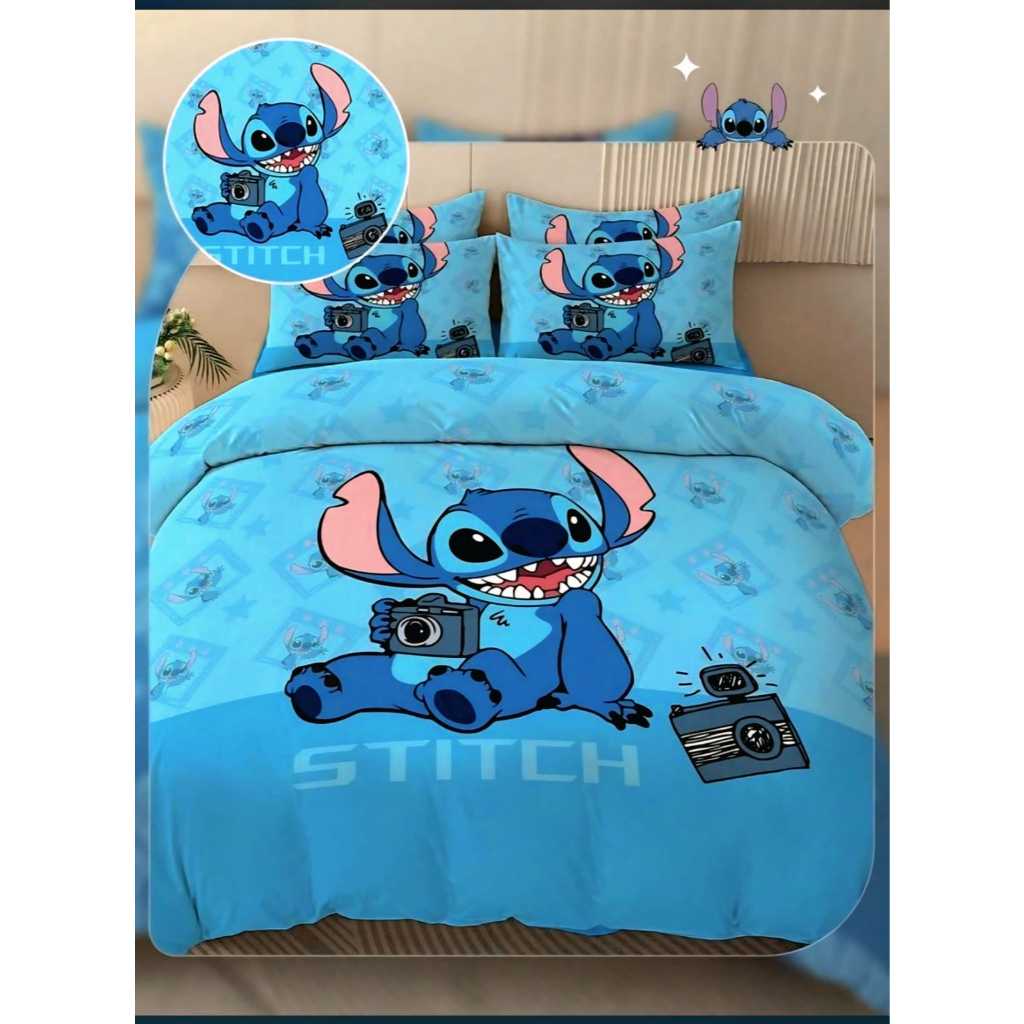 Kit Edredom Stitch Casal Queen 5 Peças Disney Reversível Macio Antialérgico + Fronha em Oferta na Shopee