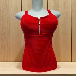 Blusa Feminina com Bojo e Zíper Frontal Alça Grossa