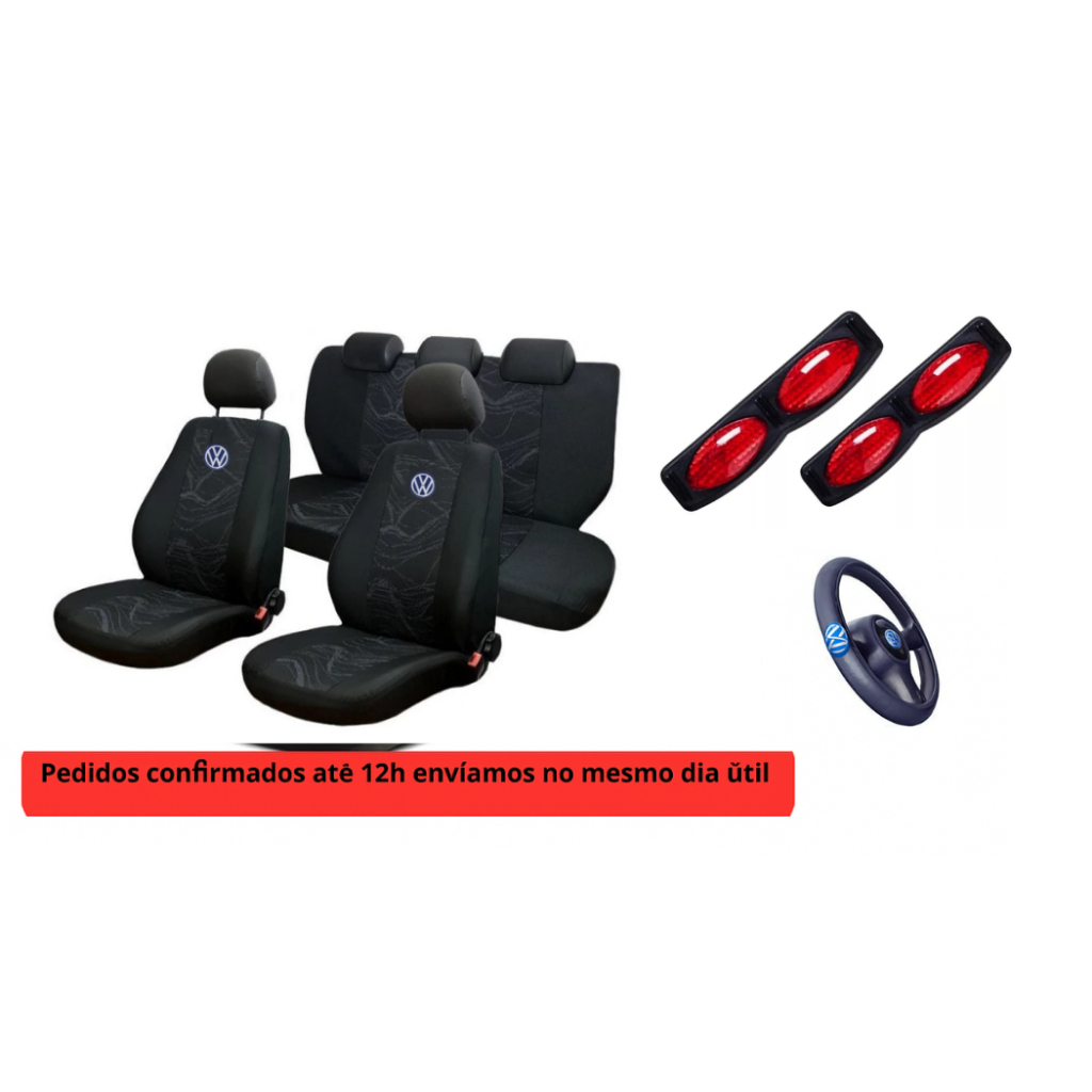 kit gol quadrado 2 portas capa bancos tecido + capa de volante olho de gato refletivo a venda