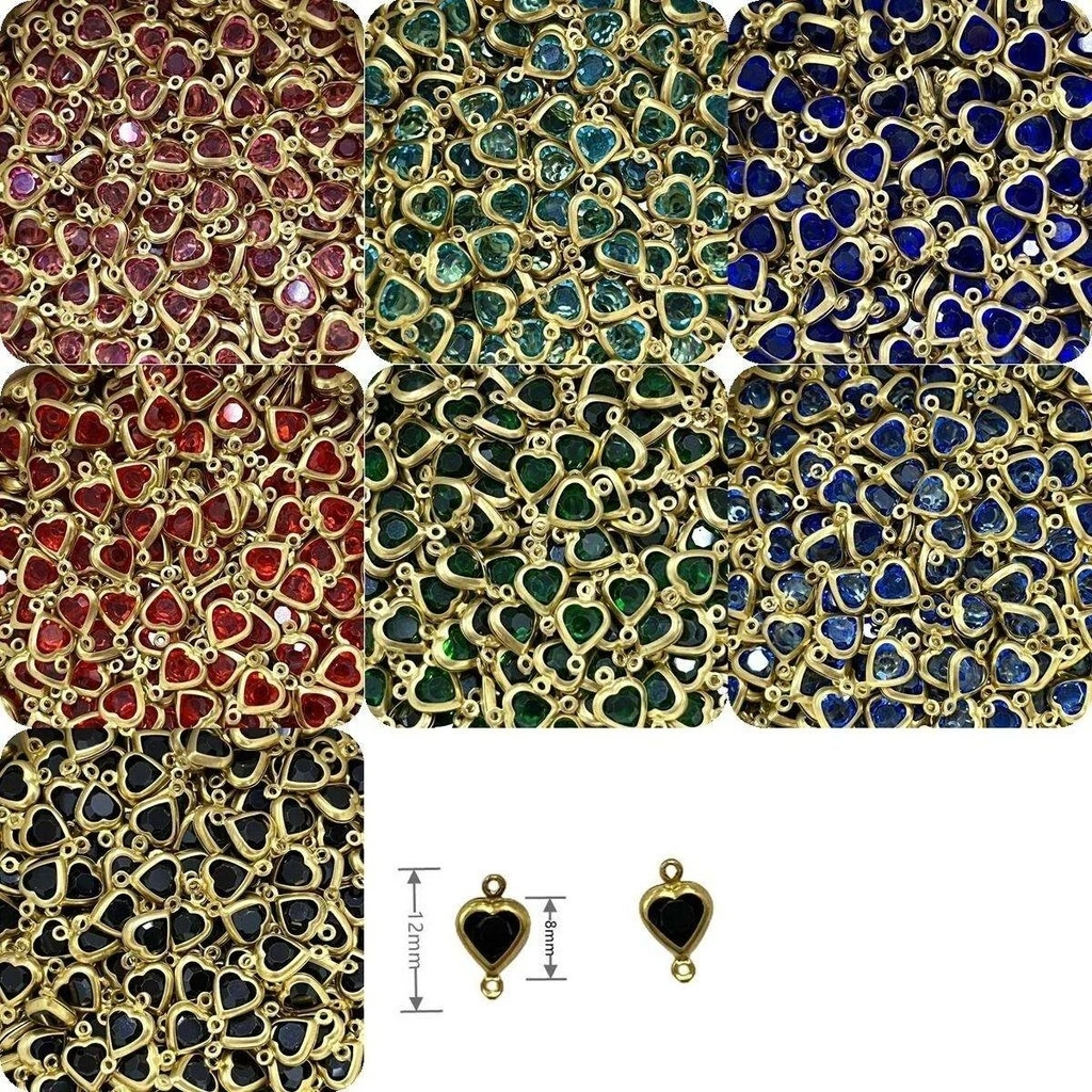 Pingente Coração De Cristal Para Bijuterias - 8mm -190pcs Sd -BINBIN
