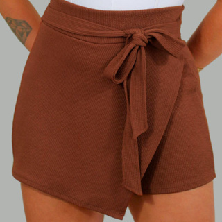 SHORT SAIA FEMININO LAÇO FRONTAL DETALHE ASSIMÉTRICO CINTURA ALTA em Oferta na Shopee