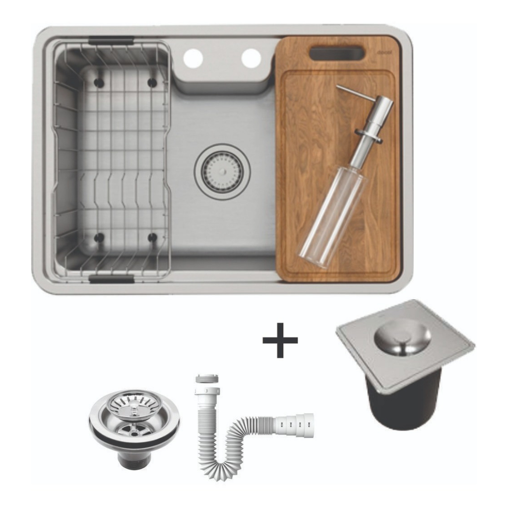 CUBA MASSIMA SOBREPOR/EMBUTIR AÇO ESCOVADO 64X44X20 COM ACESSORIOS DOCOL em Oferta na Shopee