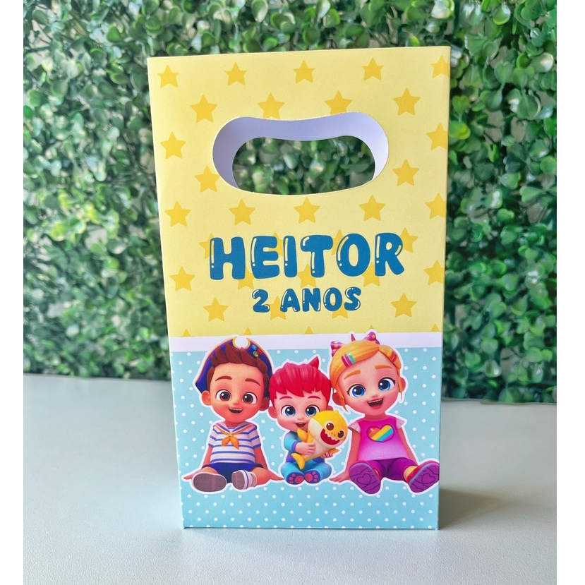 Sacolinha personalizada Bebefinn Mimos de Aniversário Lembrancinhas (PEGUE E MONTE)