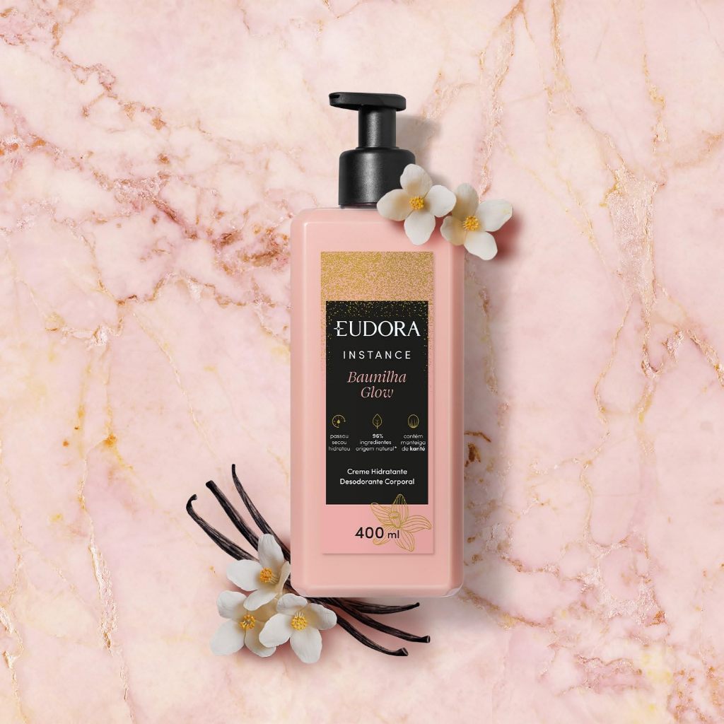 Creme Hidratante Desodorante Corporal Instance Baunilha Glow 400ml Eudora VAL - 08/2027 — imagem 2 de 2