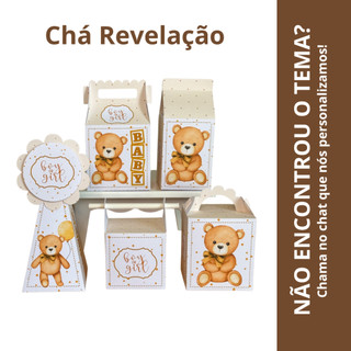 Kit 20 caixas + 10 BRINDES Lembrancinhas chá revelação - festa ursinho