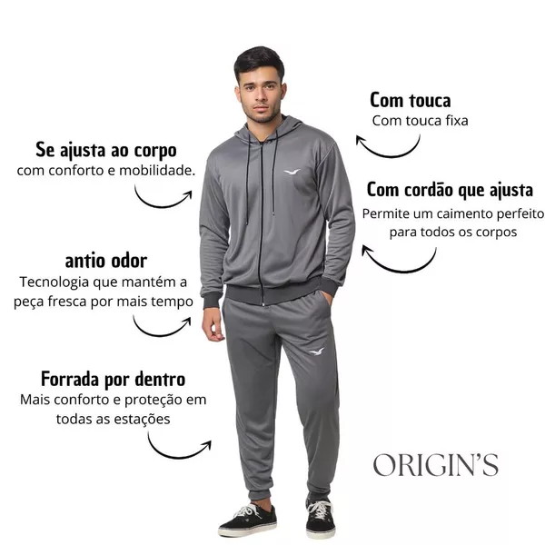 Conjunto Agasalho Adulto Slim Fit Chimpa Refletivo