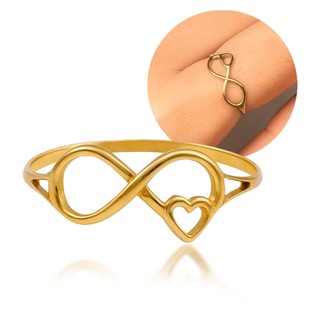 Anel Em Moeda Antiga Original Símbolo Infinito Minimalista Delicado Dourado