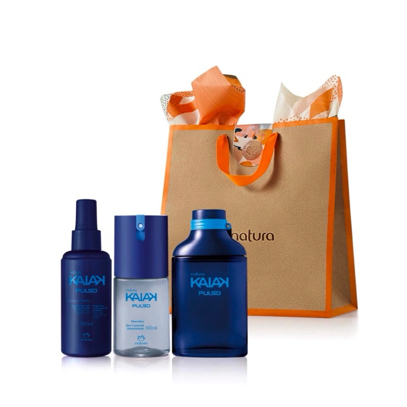 Kit Natura Kaiak Pulso Colônia 100ml + Spray Pós Barba + Deo Corporal Desodorante Spray Original