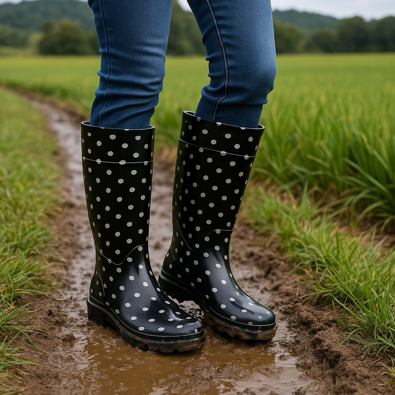 Bota Borracha Galocha Feminina Impermeável Baspan Preta