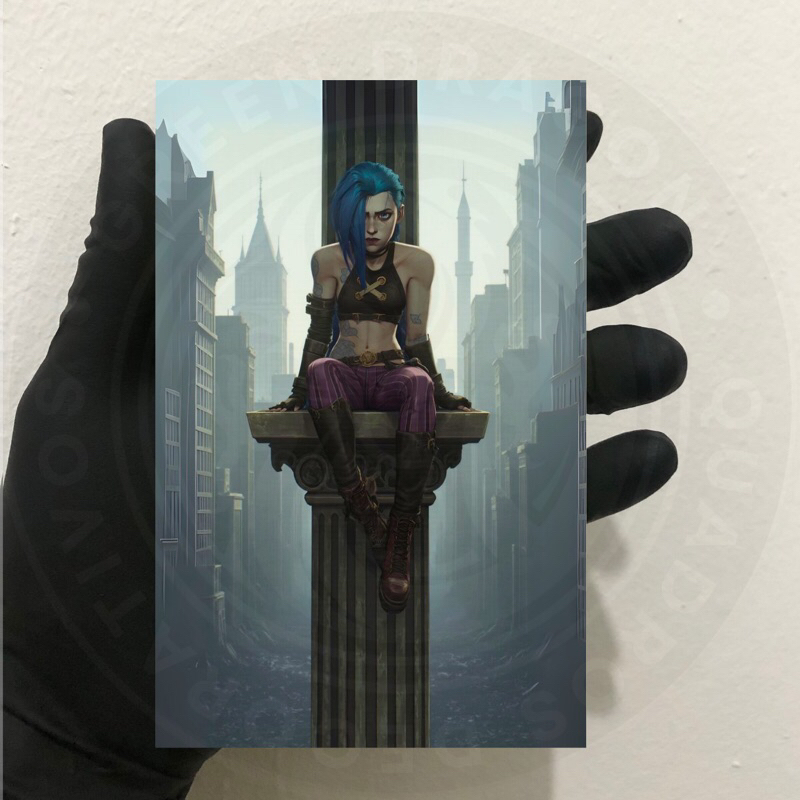 Mini Quadros Jinx Arcane League of Legends Mini Placas Decorativas Jinx League of Legends 10x15