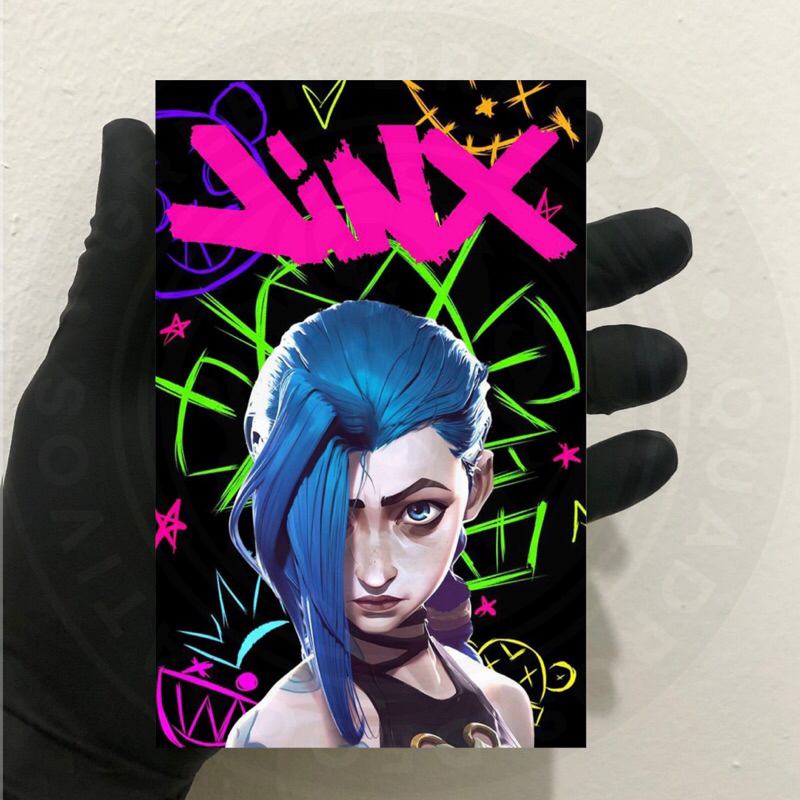 Mini Quadros Jinx Arcane League of Legends Mini Placa Decorativa Jinx Arcane League of Legends 10x 15