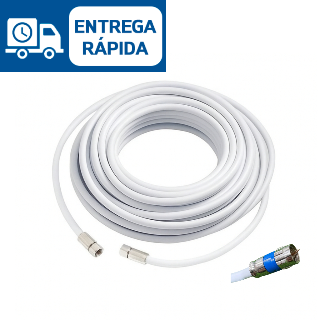 Cabo de Antena Coaxial RG6 Para TV Digital, TV assinatura com Conectores varios tamanhos.