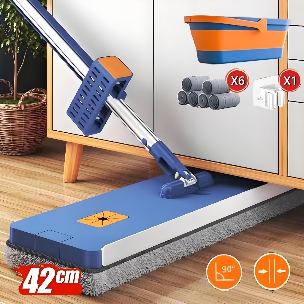 KIT: Conjunto Esfregão, Balde Dobrável de Microfibra e Raspador de Desaguamento - S10