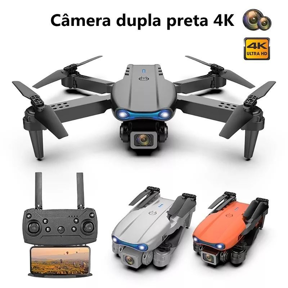 DLI Drone E99 Pro Com Câmera 4k HD Grande Angular WiFi Posicionamento Visual