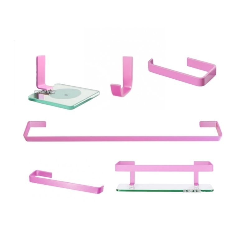 Acessórios De Banheiro Rosa Metal Acessórios Para Banheiro Quadrado Rosa Papeleira Rosa Saboneteira Parede Rosa Vidro