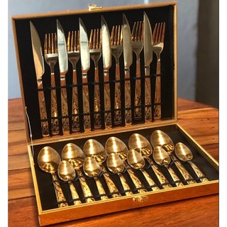 Conjunto Faqueiros Kit De Talheres Com 24 Peças Em Aço Inox Com Maleta