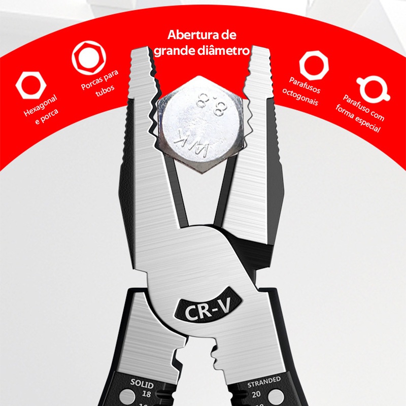 Alicate para Eletricista – Crimpagem, Corte ou Descascador (Unidade ouPeças) -F18 — imagem 2 de 2