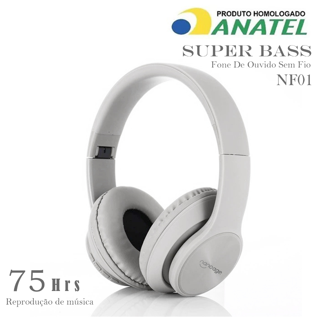 H'maston NF01 Fone De Ouvido Sem Fio Super Bass 75 hrs Vida Útil Extra Longa Dobrável