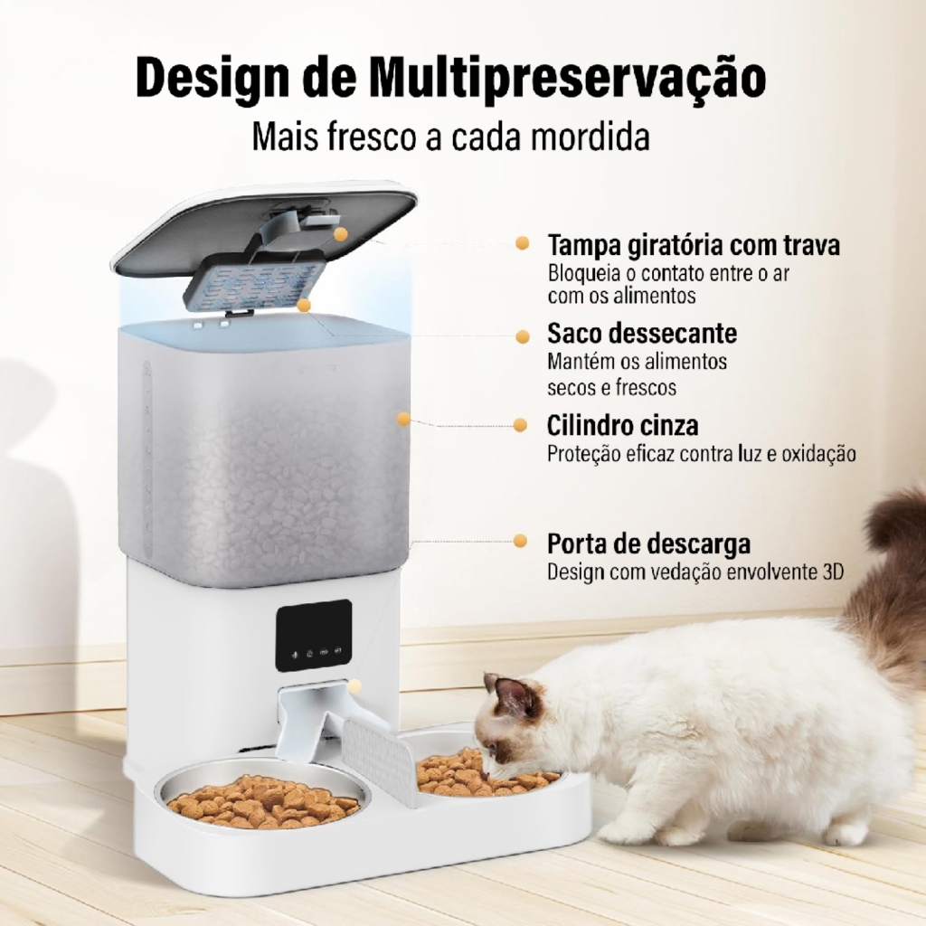 Newpet 6L Elevação ajustável Dispensador Automático De Alimentos Para Cães Gato - Bivolt · foto 2