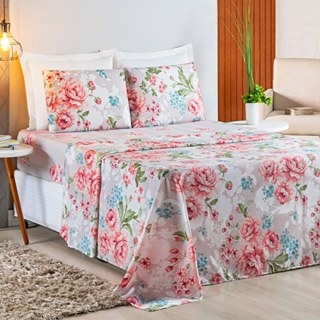 Jogo de Cama Lençol Microfibra Estampado Solteiro / Casal / Queen / King - Estampas Sortidas em Oferta na Shopee