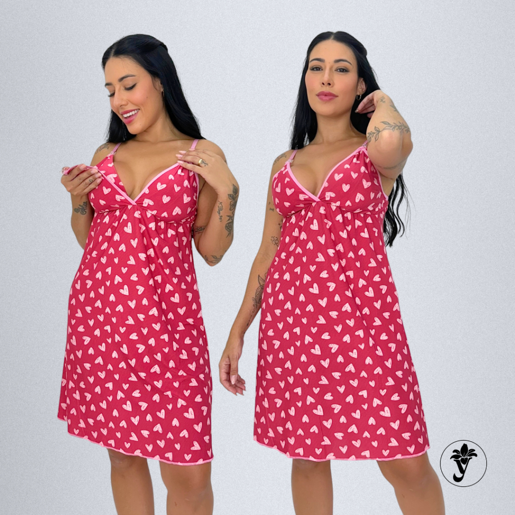 Camisola Maternidade Feminina Liganete Alcinha Regulagem Confortável Dia a Dia Linha Noite Amamentação Pós Parto