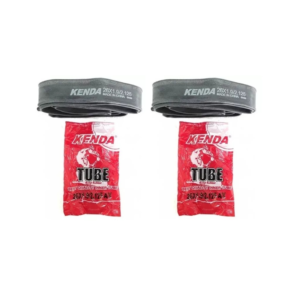 Par Câmara de Ar Kenda Bike Aro 26 Válvula Schrader (Bico Grosso) Pneu Medida 1.75 Até 2.125