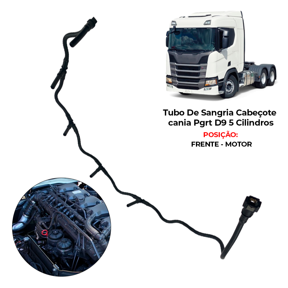 Tubo De Sangria Cabeçote Scania PGRT D9 5 Cilindros 2004 2005 2006 2007 2008 2009 2010 2011 a 2022
