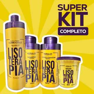 Kit Lisoterapia Progressiva Shampoo Condicionador Máscara Hidratação Reconstrução Super Tratamento