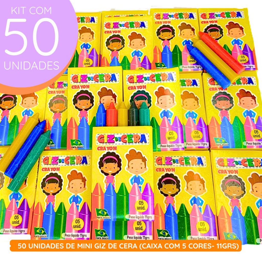 Giz De Cera Mini Pequeno 5 Cores- Kit para Festas Lembrancinha Aniversario Prenda Sacolinha Pintura