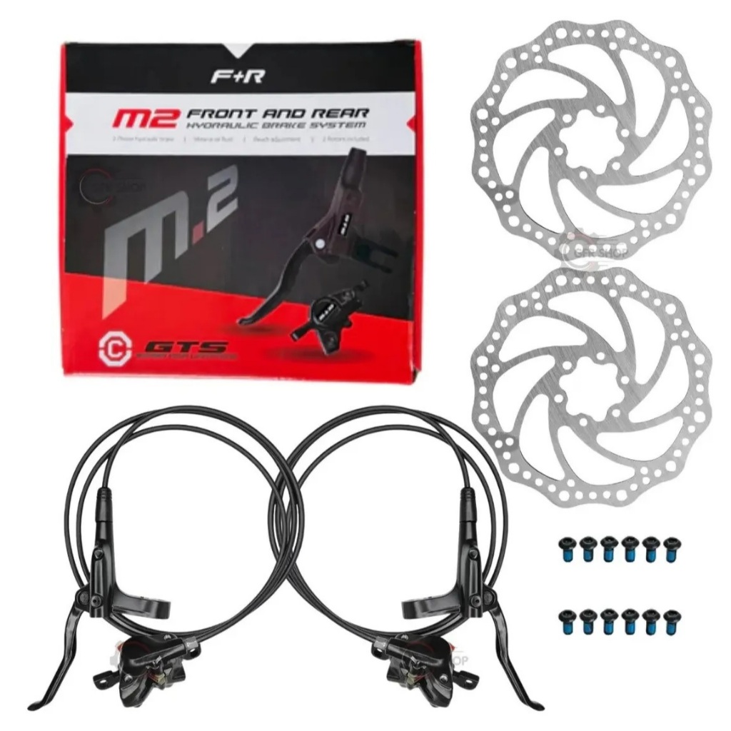 Jogo de Freio a Disco Hidráulico Gts Óleo Tipo Shimano Completo (Pinça, Manete e Discos) Bike Aro 29