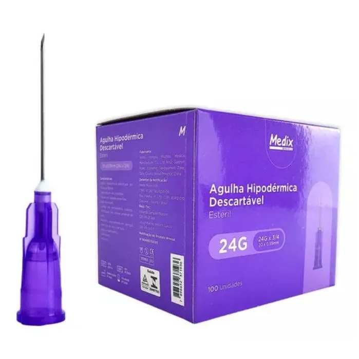 Agulha Hipodérmica Descartável Estéril Medix (20 x 0,55mm) 24G - Caixa com 100 Unidades: Injeções Seguras e Confortáveis em Oferta na Shopee