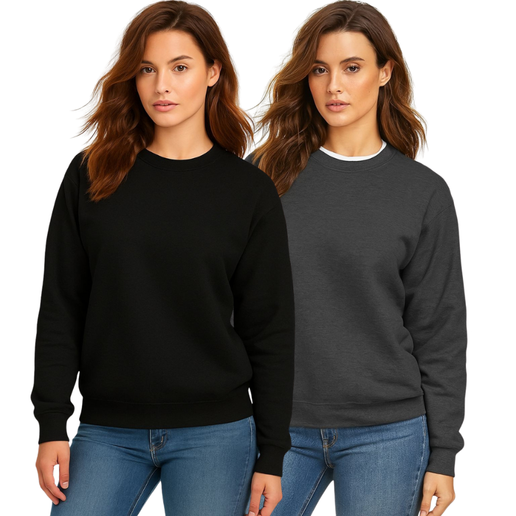 Kit 2 Casaco Moletom Gola Redonda Feminino Careca Blusa De Frio