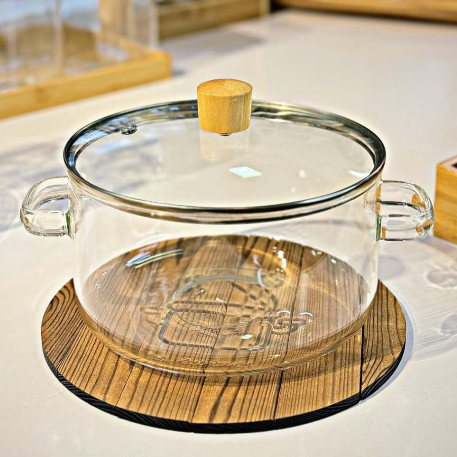 Panela de Vidro que vai ao fogo 1,8L Caçarola Antiaderente