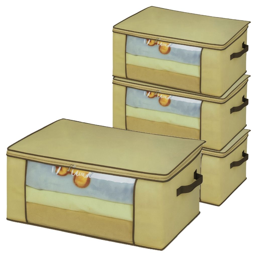 Kit com 4 Organizadores Multiuso Grandes para Roupas C/ Zíper Guarda Edredom Cobertor